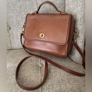 Vintage Coach Court Bag Brown Leather